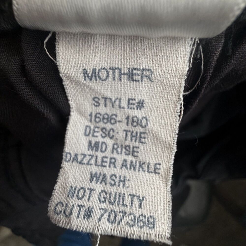 mother the mid rise dazzler ankle skinny black jeans not guilty wash 34 stretchy - Picture 9 of 9